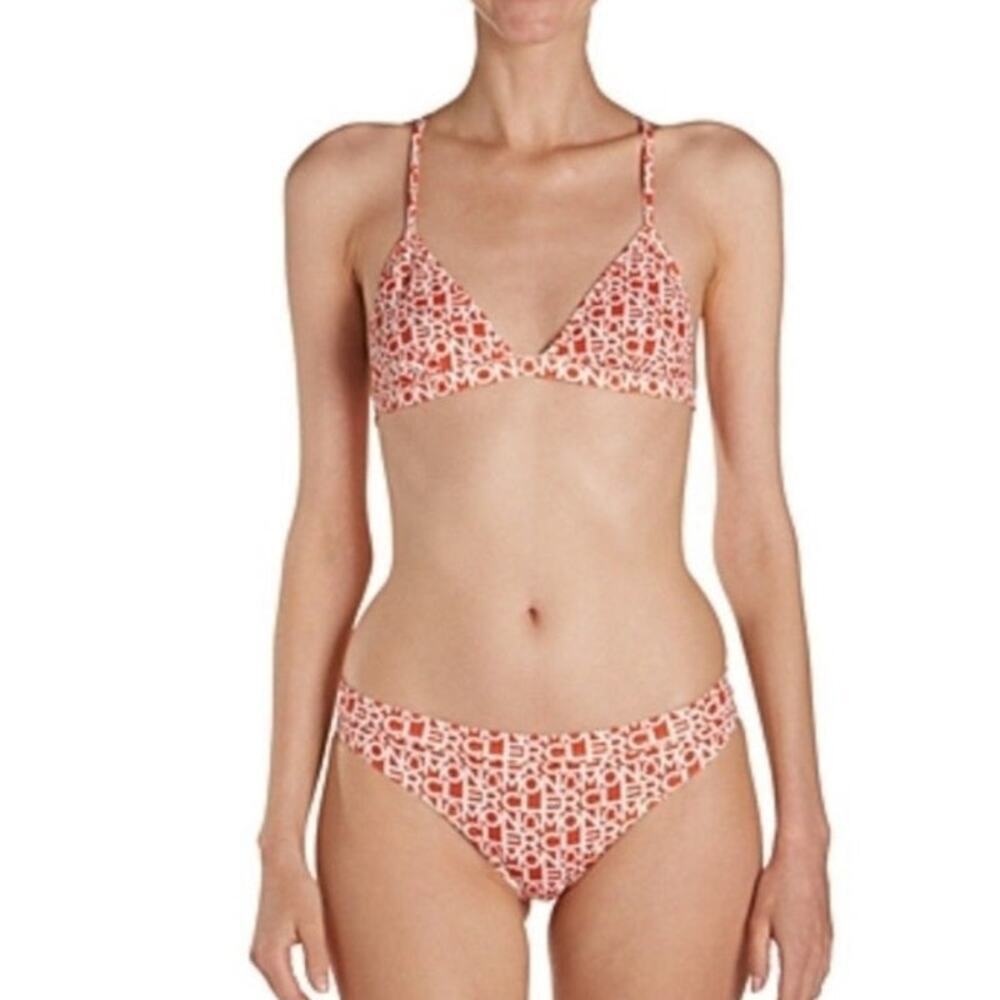 Moncler Logo Printed Two Piece Bikini Red White size M NWT. Msrp $520